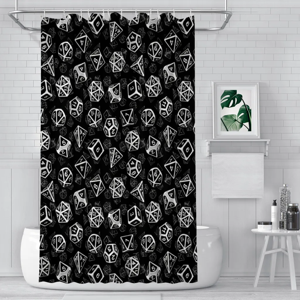 

D20 Dice Set Pattern Dnd Bathroom Shower Curtains Waterproof Partition Unique Home Decor Bathroom Accessories