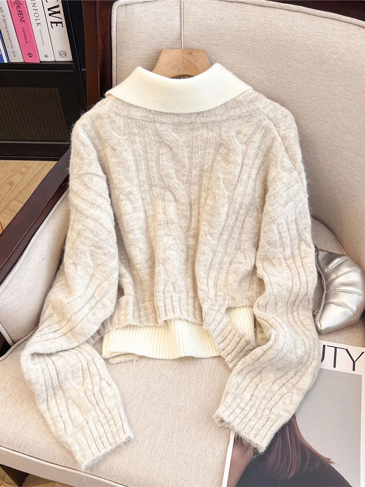 Женский абрикосовый пуловер свитер Harajuku Y2k вязаные кашемировые свитера с