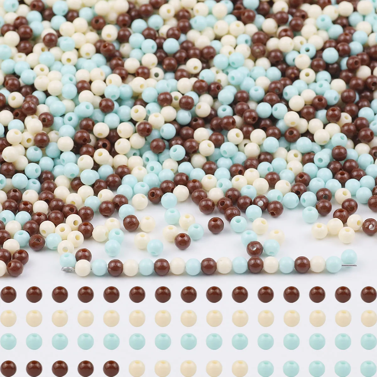 Сине-коричневые акриловые смешанные молочные бусины CCB-разделители круглые