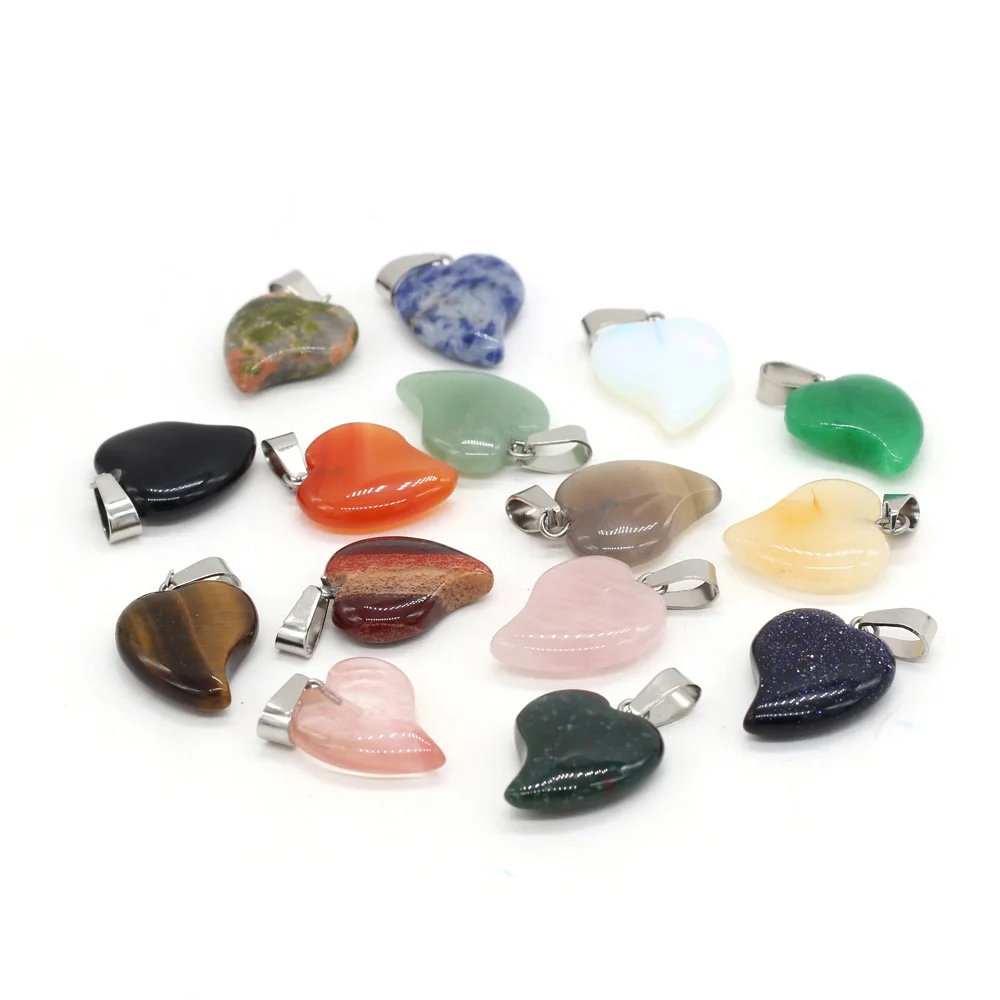 

Natural Stone Pendant Crooked Heart Shape Gemstone Exquisite Charms for Jewelry Making DIY Necklace Bracelet Earring Accessories