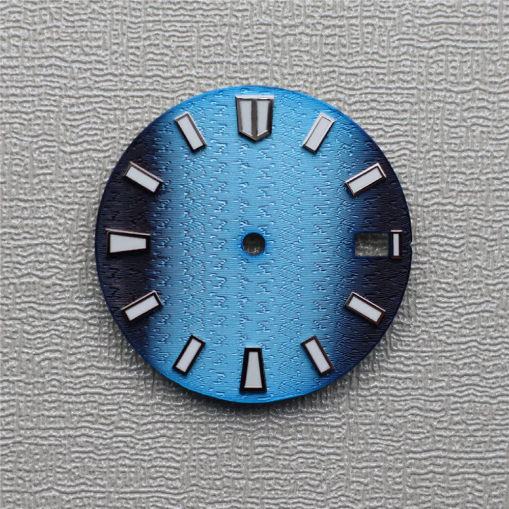 NH35 NH36 Dial, Gradient Blue Watch Faces 28.5MM Green Luminous Watch Modified Dial for NH35/NH36/4R/6R Movement