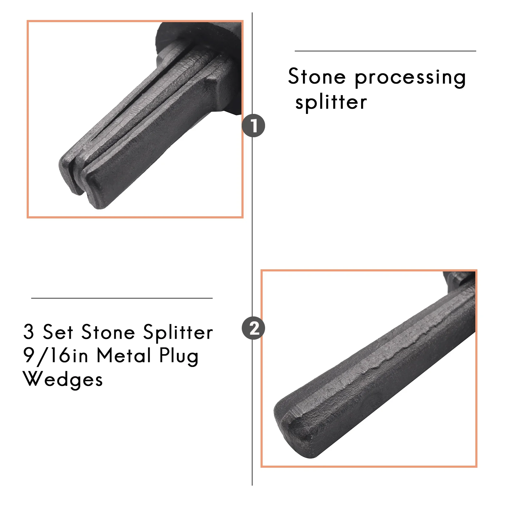 Каменный сплиттер дюйма металлическая заглушка клинья и перья прокладки ручной