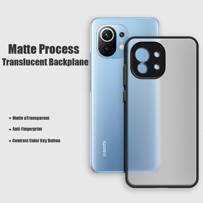 Shockproof Matte Bumper Case For Xiaomi Mi 11 Ultra 11T 10T Redmi Note 11 10 9 8 7 Lite K40 Poco M3 F3 X3Pro PC Hard Clear Cover