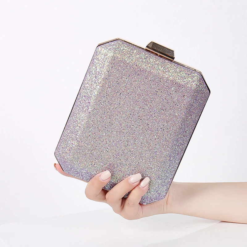 

Женская фиолетовая сумка Повседневные церемониальные клатчи в форме коробки Женская сумочка для вечернего банкета и ужина Клатчи для свад...