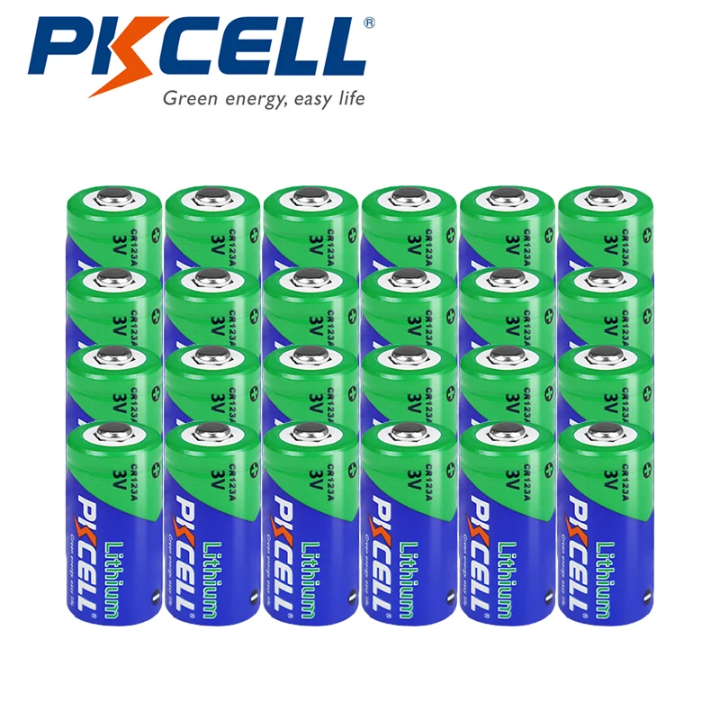 

24Pcs PKCELL CR123A 3V Non-Rechargeable Batteria CR 123 16340 CR17345 2/3A Lithium Battery for Camera Medical Equipment Lamp