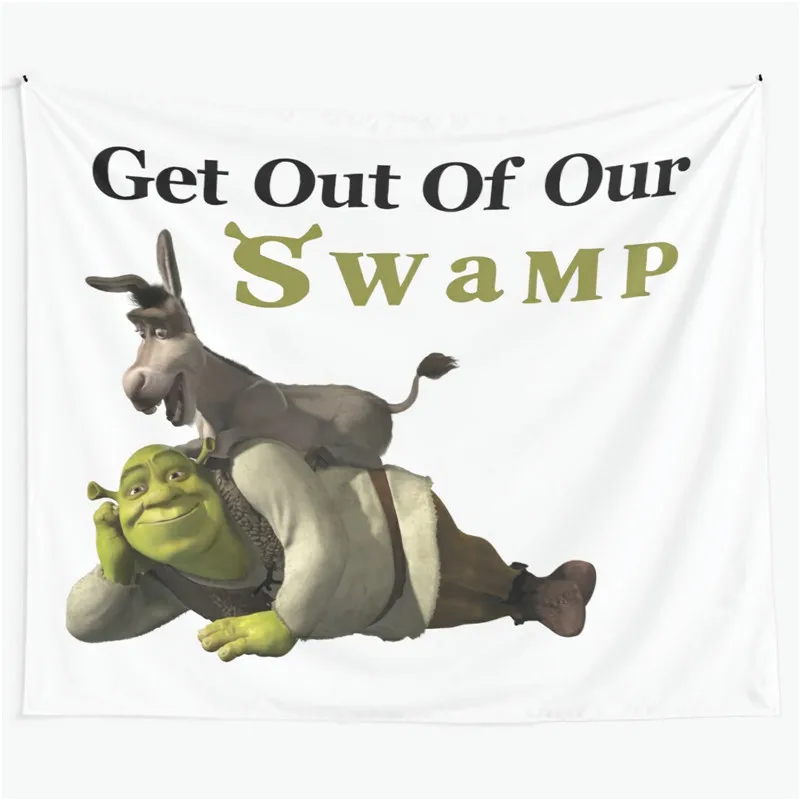 

Шрек и Ослик избавьтесь от наших болотных гобеленов настенное украшение для спальни гостиной Декор для Колледжа Общежития вечеринки фон