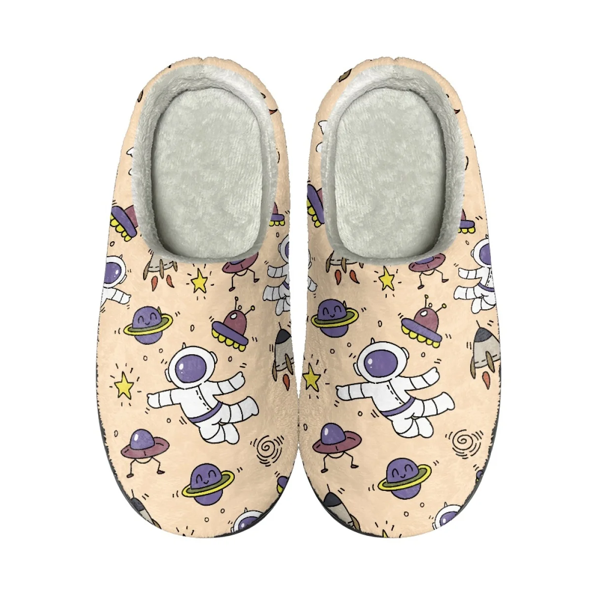 

Winter Warm Flats Footwear Women Space Indoor Non Slip House Shoes Print On Demand Versatile Couple Cotton Slipper Zapatos Mujer