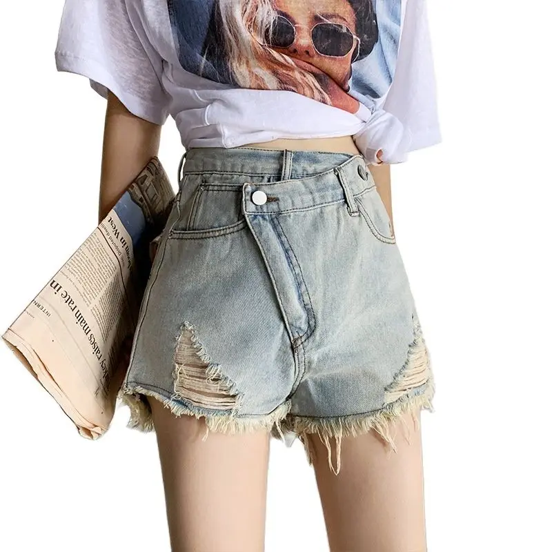 

2021 New Personality Irregular High Waist Jeans Denim Shorts For Women Summer