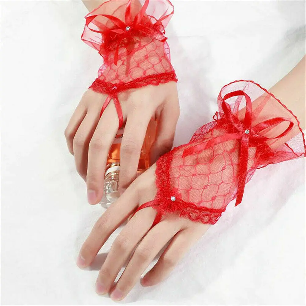 

Women Rocky Anime Fingerless Lace Gloves Short Mittens Cosplay Gloves