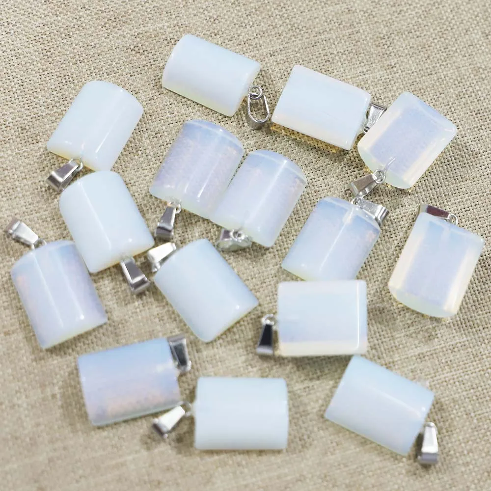 

24pcs/lot New Natural Opal Stone Semi Cylindrical Necklace Pendant Precious Crystal Reiki Charms DIy Jewelry Accessory Wholesale