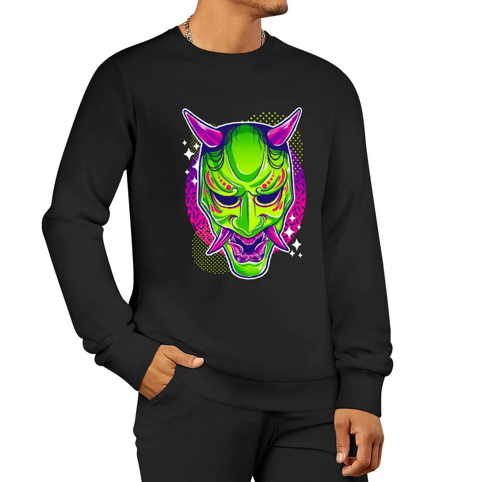Фото Neon Noh - Hannya Pullover korean autumn clothes blouse men's sweat-shirt fashion men hooded sweatshirt for men №5