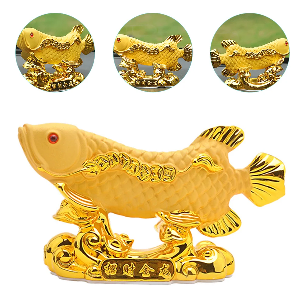 

Statue Wealth Chinese Animal Shui Feng Fortune Figurine Car Ornament Brass Sculpture Figurines Golden Money Decor Good Arowana