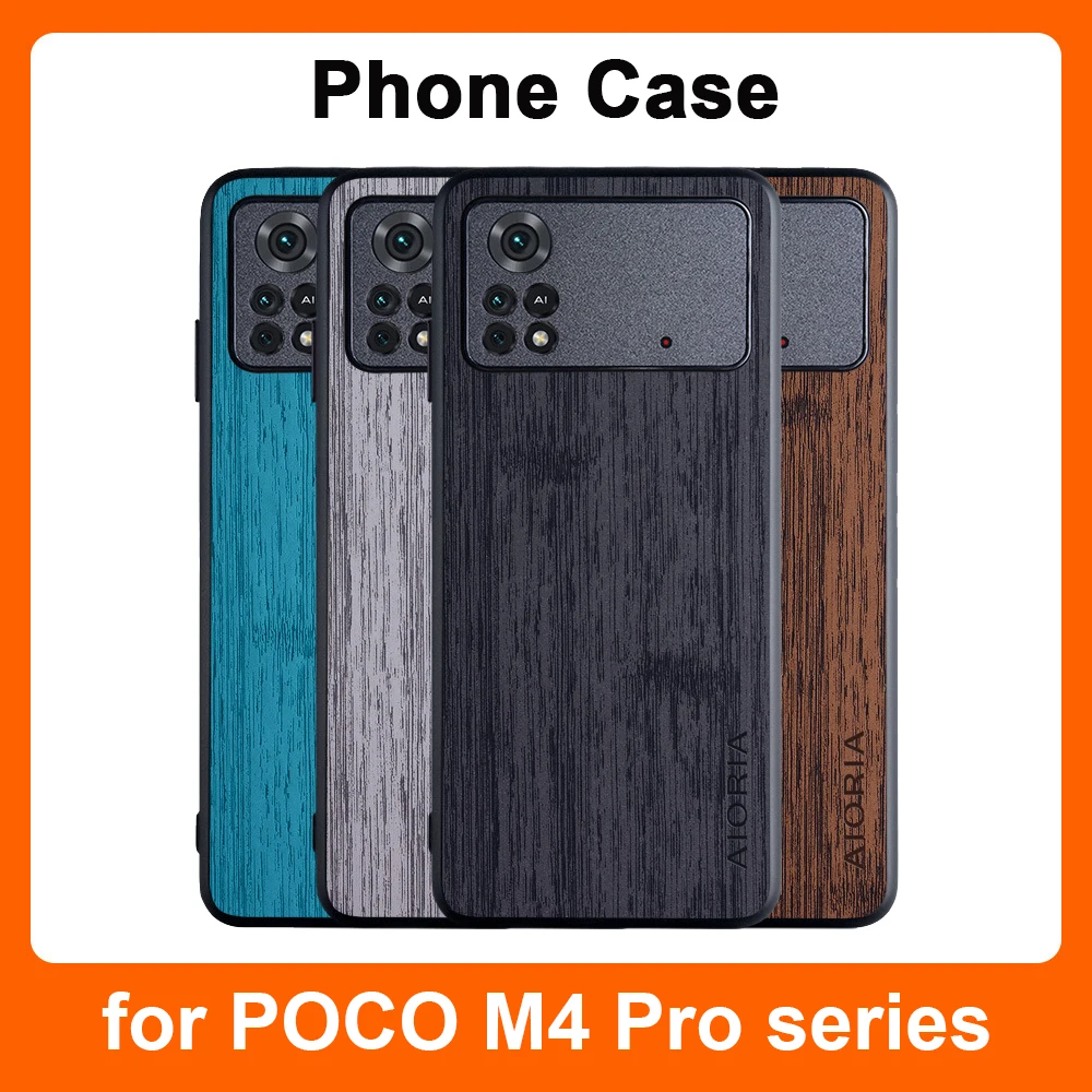

[New] Phone Case for Poco M4 Pro 4G 6.43 inch Bamboo Wood Pattern Leather Phone Cover for Xiaomi Poco M4 Pro 5G Protective Case