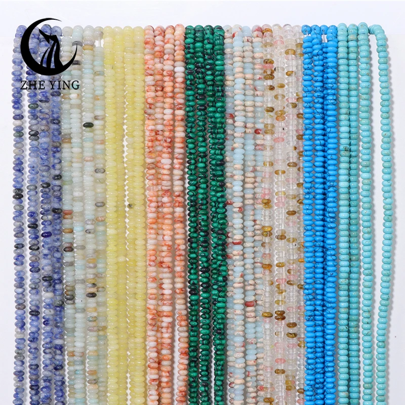 

2x4mm Natural Stone Abacus Beads Tiger Eye Turquoise Agate Loose Rondelle Beads For Jewelry Making DIY Bracelets Accessories 15"