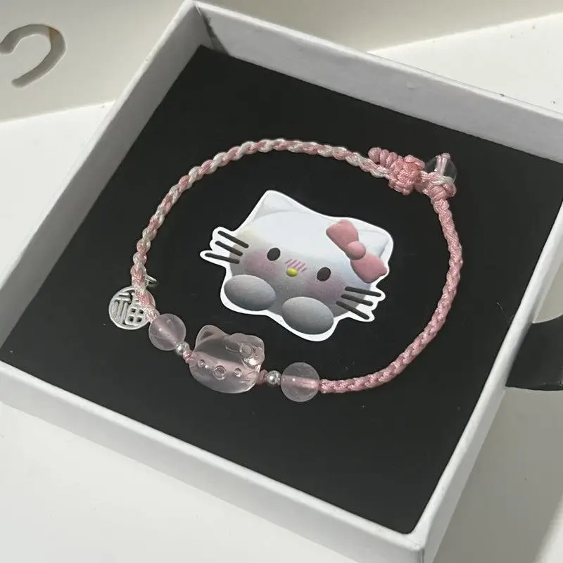 

Kawaii Cartoon Hellokitty Cat Fashion Pendant Bracelet Woman Exquisite Lucky Cuff Bracelet Anniversary Gift Jewelry