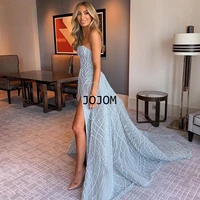 boho blue sequins off shoulder sexy strapless mermaid formal dress 2022 women evening party dresses for women