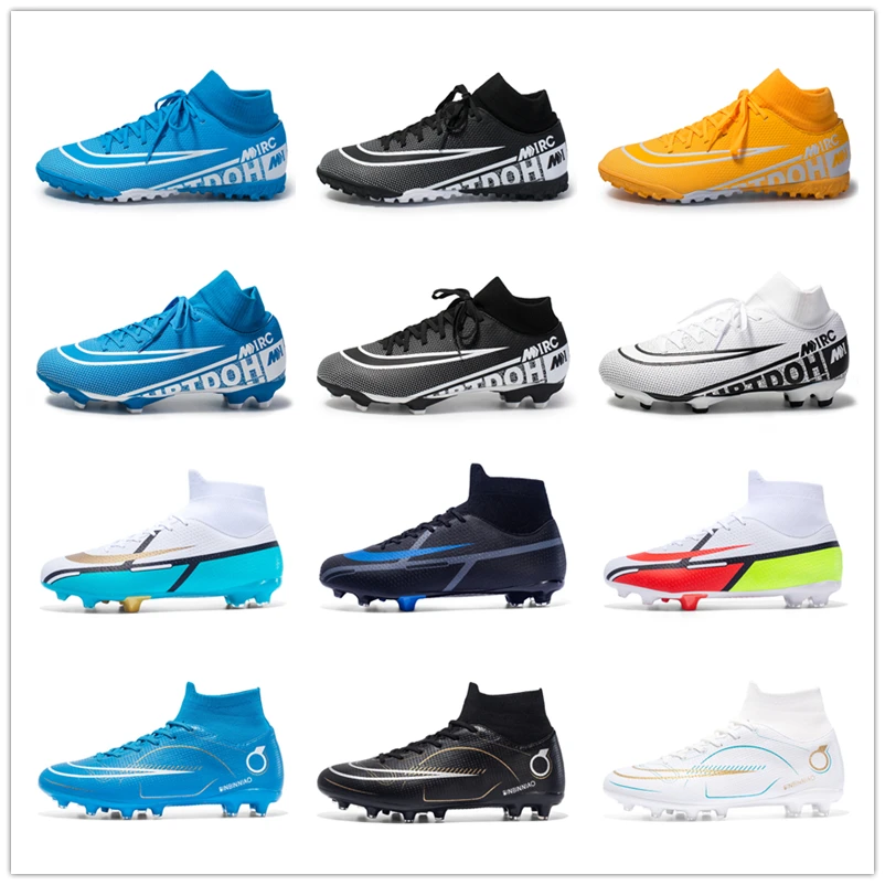 

Indoor 2023 New Size 35-45 Men Kids Football Boots Turf Soccer Shoes Cleats Training High Top Ankle Sport Sneakers Quality AG TF