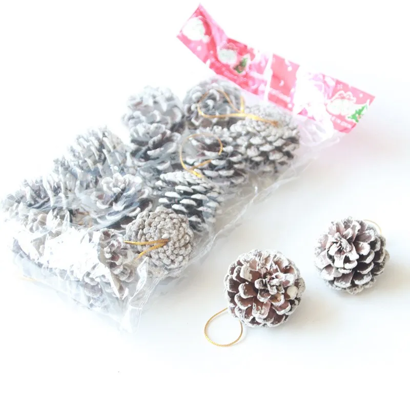 

12pcs Mini Pinecones Diy Xmas Tree Pendant Decor Christmas Pine Cones Ornaments For Festival Party New Year Accessories
