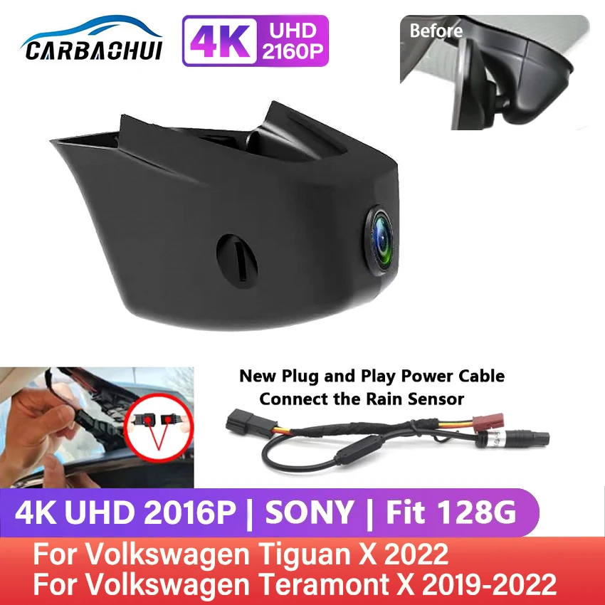 4K 2160P Plug and play Dash Cam HD Camera Car DVR Wifi Video Recorder For Volkswagen VW Tiguan 2022 Teramont X 2019-2022,DashCam