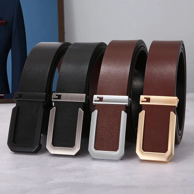 3.5cm Business Men's Leather Belt Casual Alloy Pin Buckle Two-Layer Cowhide Suit Design Belt For Men