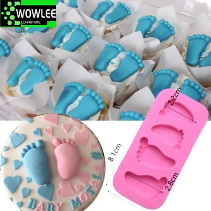 

4pcs Cake Mold Baby Foot Silicone Chocolate Fondant Decorating Baking Tool Bakeware Pudding Baking Paste Fondant Molds