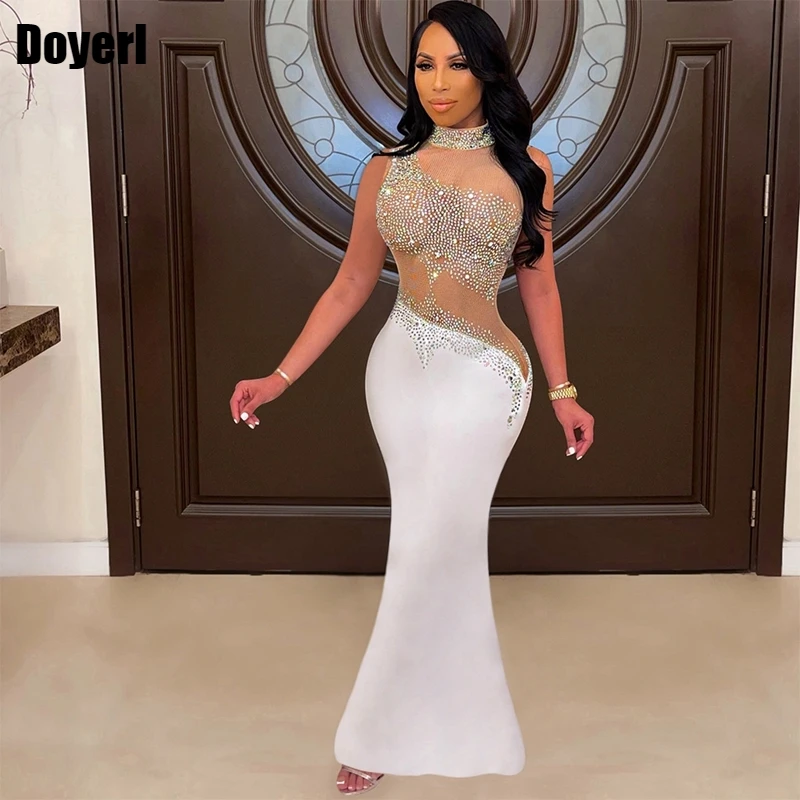 

Женское длинное облегающее платье-макси, элегантные сетчатые вечерние платья, длинное роскошное прозрачное Клубное платье для вечеринки