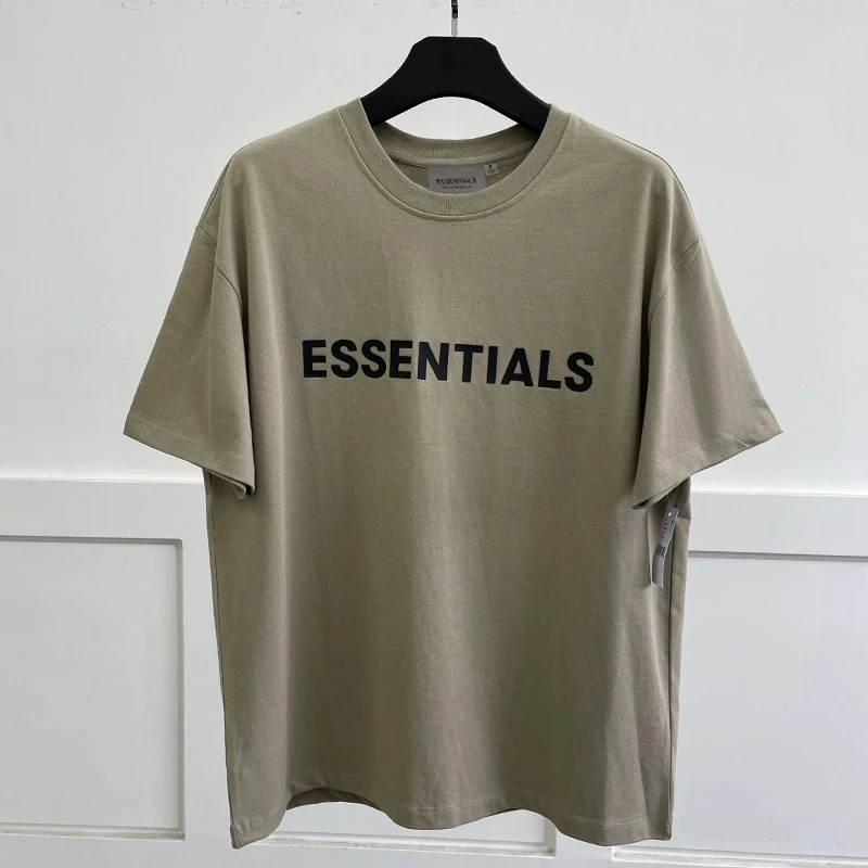 

New Summer Mens Essentials T-shirt 100%Cotton Loose Rubber Letter Logo Ovesized Short Sleeve Hip Hop Harajuku Unisex Sports Tees