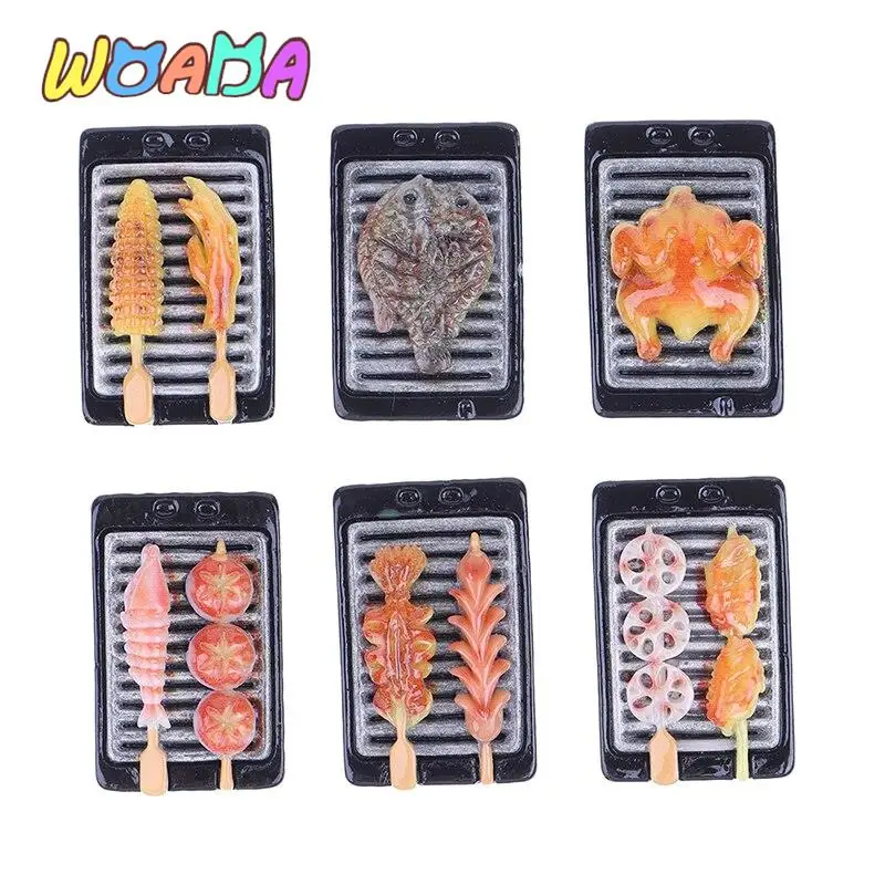 

1/12 Miniature Dollhouse Kebab Grilled Shrimp Barbecue Skewered Meat BBQ Model Simulation Food Kithcen Doll House Accessoires