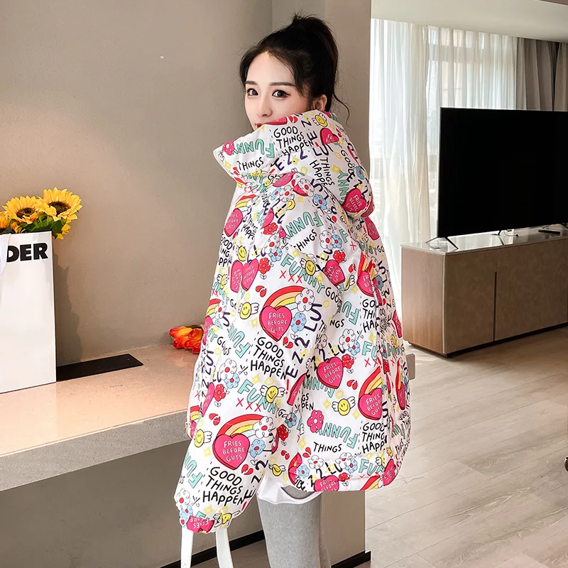 

Autumn Winter 2022 New Floral Down Cotton Female Jackets Short Loose Thickened Warm Coat Cotton Jacket Women