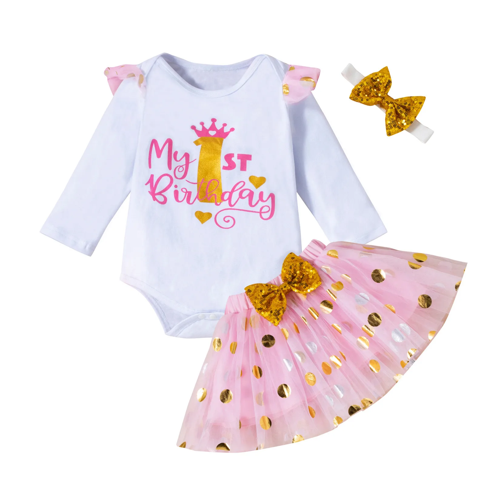 

Birthday Tulle Princess 1st Infant Girls Baby Happy Set Skirts Headbands Romper Girls Blankets Crop Top And Skirt Set for Teens
