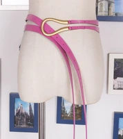 2022 new candy color metal small horseshoe buckle u shaped buckle leather waist belt womens chic versatile coat dress belt