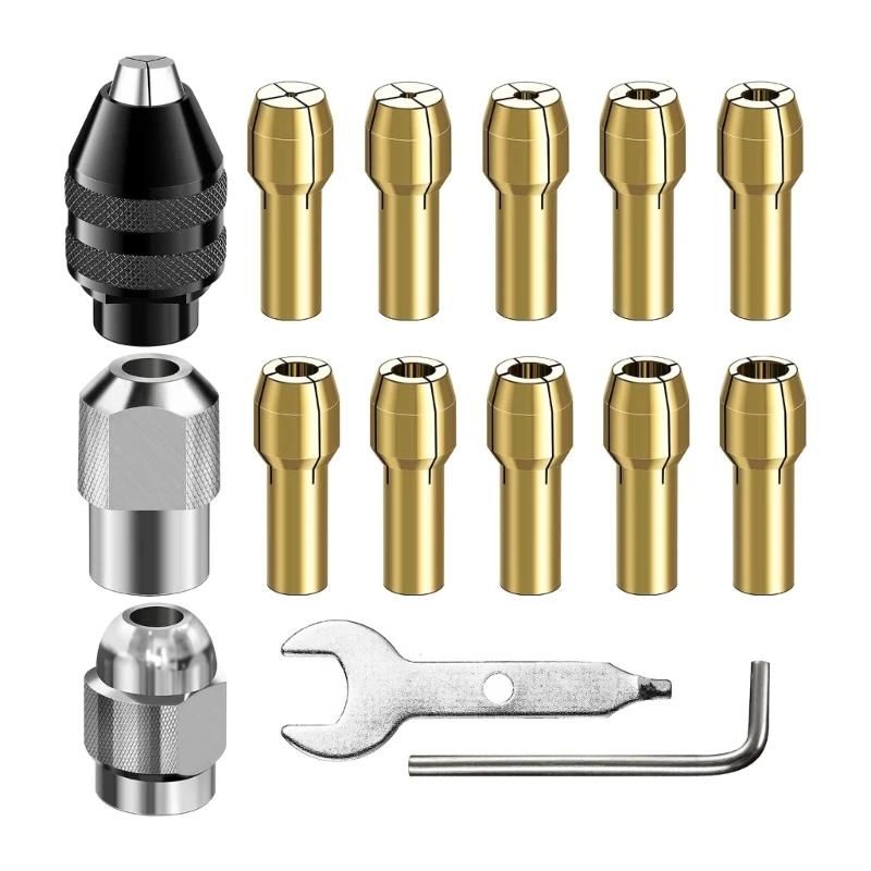 

15PCS 1/32" to 1/8" 4486 Drill Keyless Bit Chuck Shank Drill Chuck Collet Set for Rotary Tool Adapter DropShipping