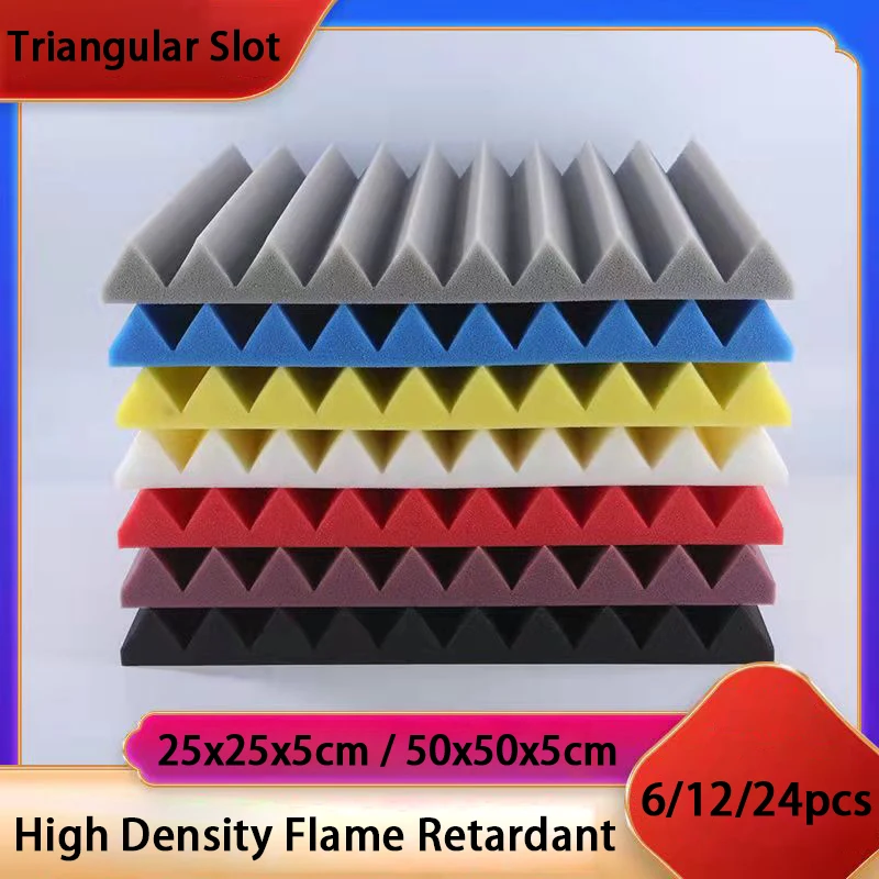 

12/24 шт., акустическая Звукопоглощающая пена 25x25x2,5 см