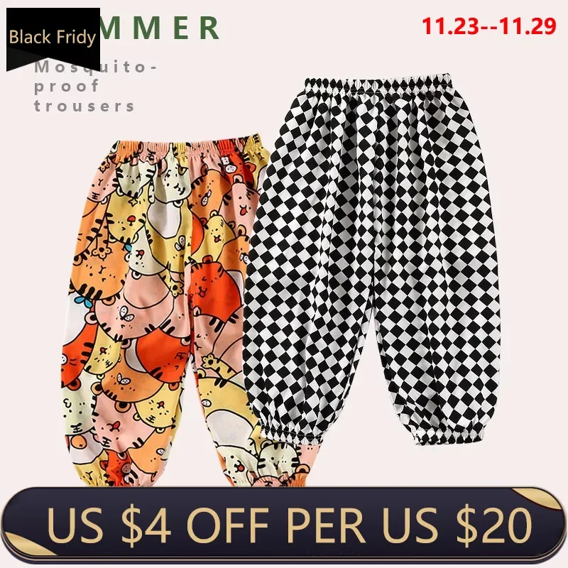

Baby Girls Summer Clothes Childen's Boy Cartoon Harem Pants Kids Casue Sports Trousers Peach Heart Home Wear Plaid Sportwear