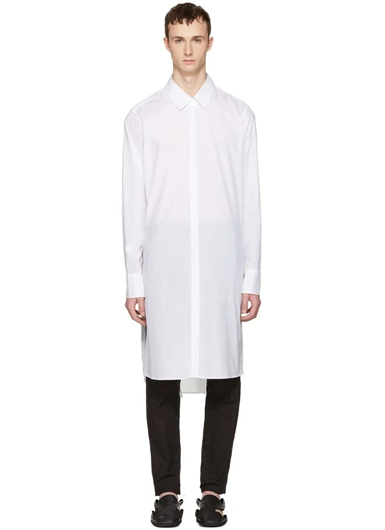 

Clothing Spring Autumn Men's New Fashion Loose Button Shirt Street Irregular Long Shirts Male Plus Size Stage Singer Costumes