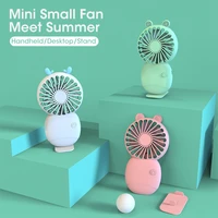 cartoon handheld pocket small fan desktop with base electric fans for home portable usb charging mini fan outdoor children gift