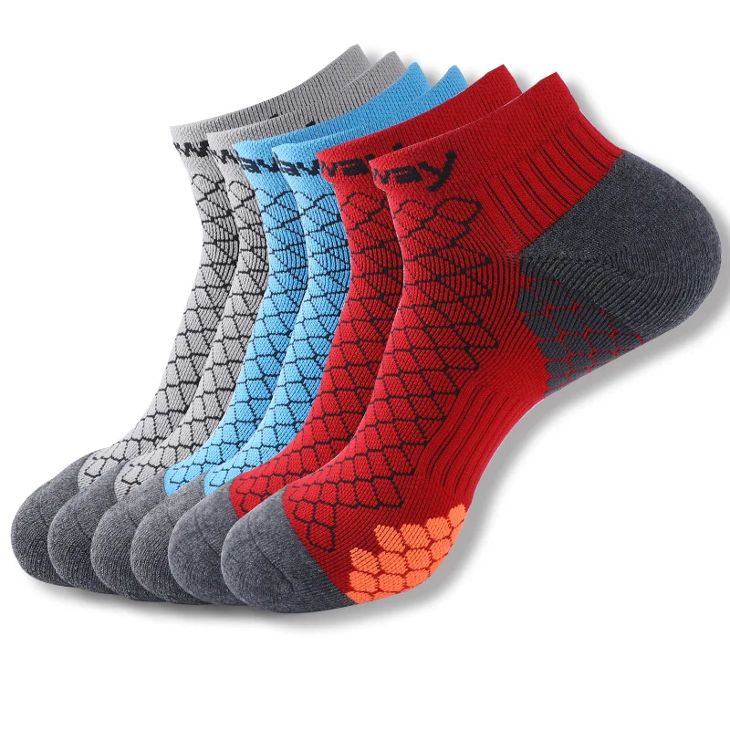 6Pairs Spring Summer New Terry Socks for Running Professional Sports Socks Quick-Dry Outdoor Basketball Sock Short Big Size EU50