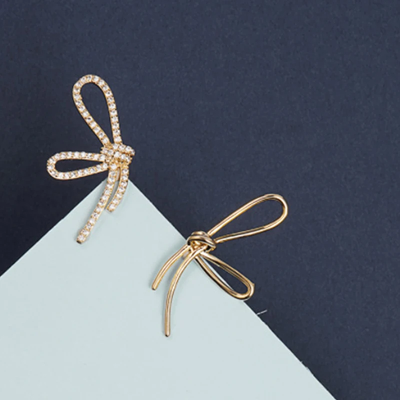 

Cocosily S925 Sterling Silver Bowknot Zircon Butterfly Asymmetric Earrings Female Luxury Europe And America Popular Jewelry Gift