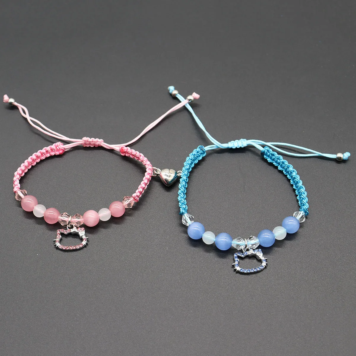 Розовый цвет браслеты дружбы с кристаллами и кошками для лучшего друга фестиваль