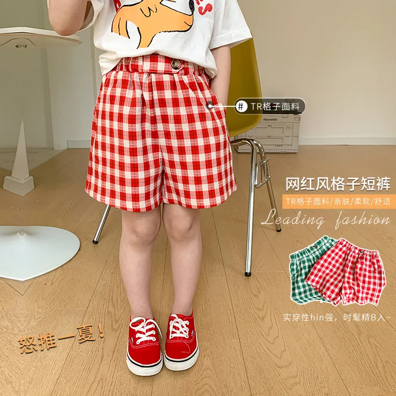 

Лето 2022, повседневные клетчатые шорты для девочек и мальчиков, популярные детские шорты для малышей