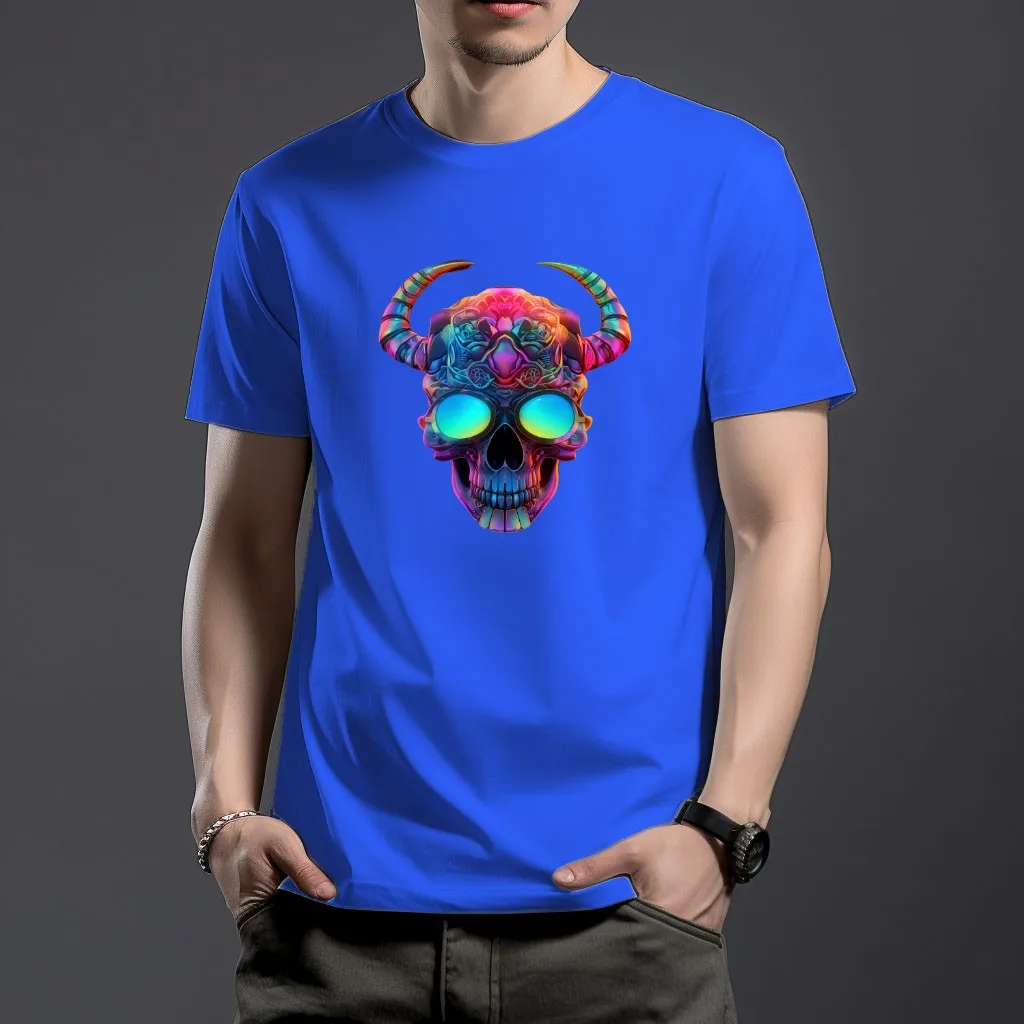 

WSFEC S-4XL T Shirts for Men Clothing Summer Short Sleeve Cotton Personality Skull Pattern Breathable Graphic Top Dropshipping