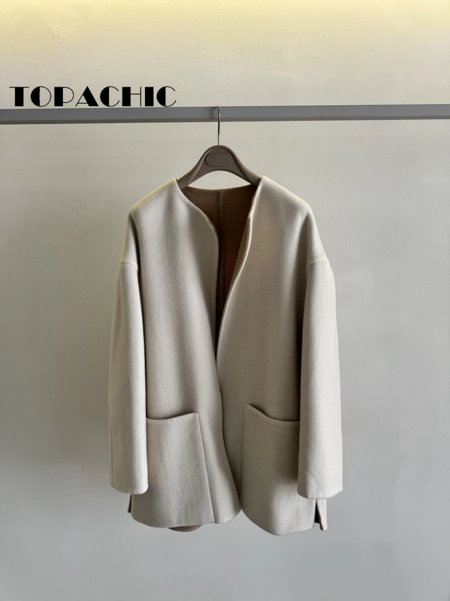 12.20 TOPACHIC-Женское высококачественное двустороннее кашемировое шерстяное пальто с