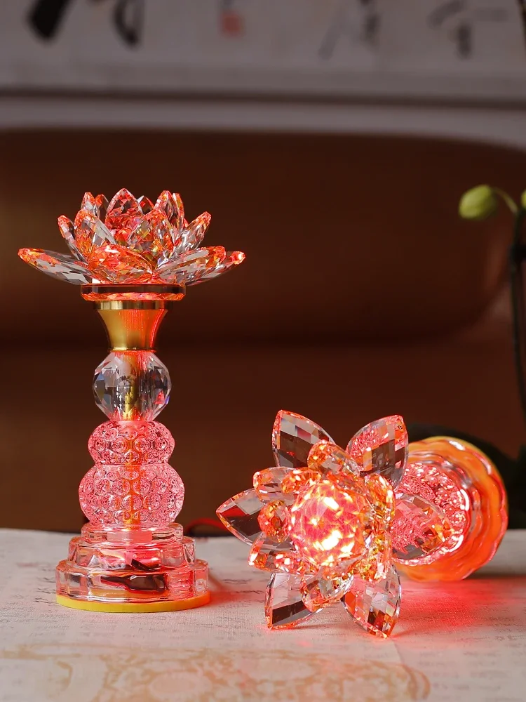 Яркая лампа в виде лотоса искусственный кристалл Guanyin Xianjia подключаемый стол для