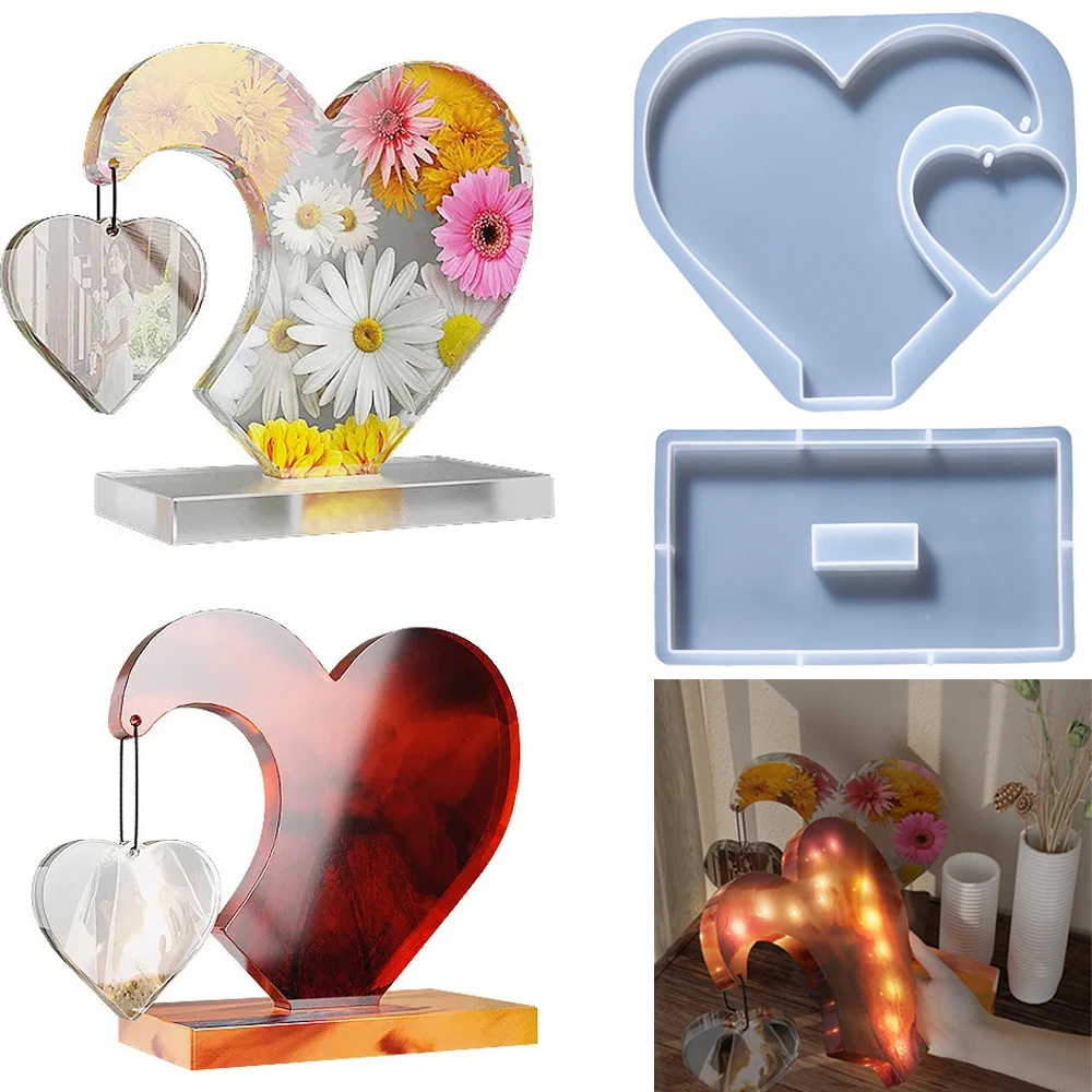 Рамка для фото в виде сердца с подставкой силиконовая форма сделай сам Декор дома