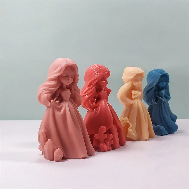 

Silicone Mold For Wedding Festive Candle Mold Sweet Princess Long Hair Girl Plaster Molud Aromatherapy Wedding Gift Handmade