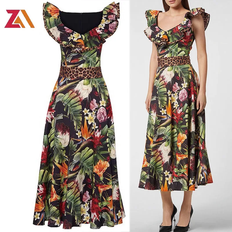 Женское винтажное платье-миди с леопардовым принтом для выпускного вечера |