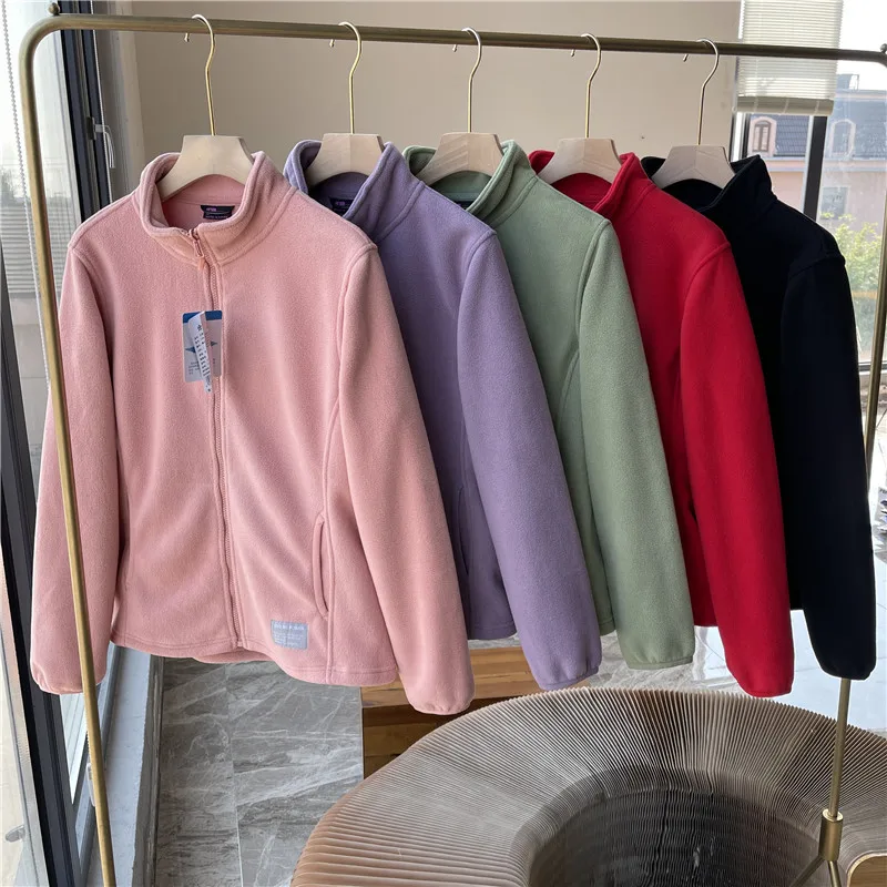 

Antistatic Fleece Jacket Zipper Women's Winter Coat Promotion Leisure Sports Warm Turtleneck Faux Fur Sweatshirt Women