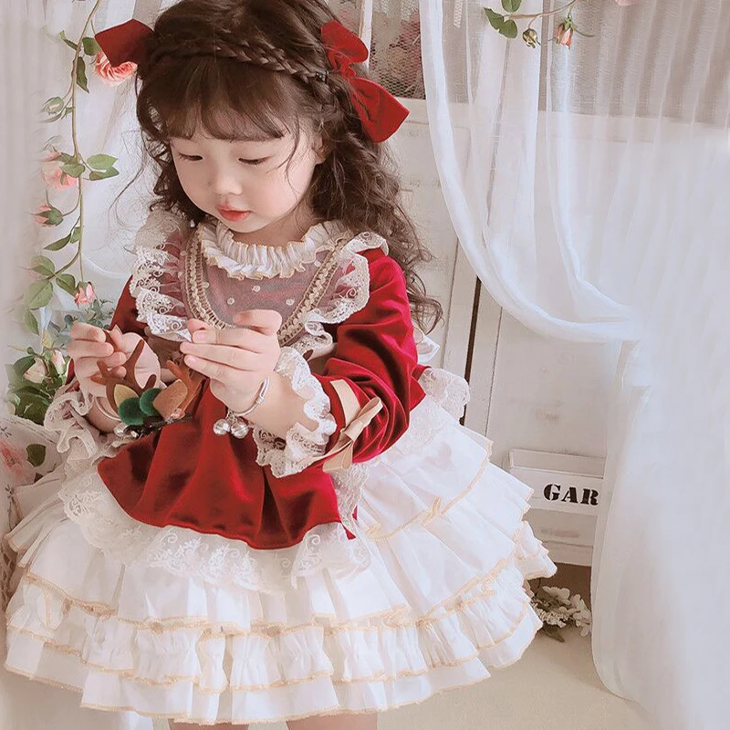 Champagne Girl Dress Baptismal dress for infant Lace elegant Flower Girls Wedding Dresses tutu princess Party girl | Детская одежда и
