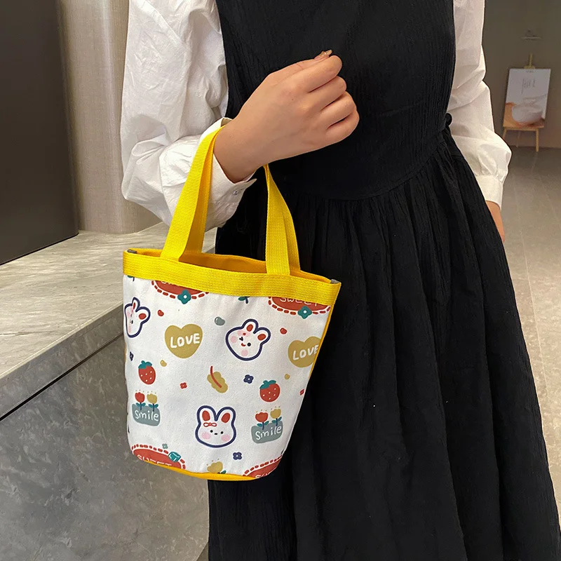 

Cartoon cute bunny canvas bag new Korean version of ins fashion all-match bucket bag literary girl handbag women bag