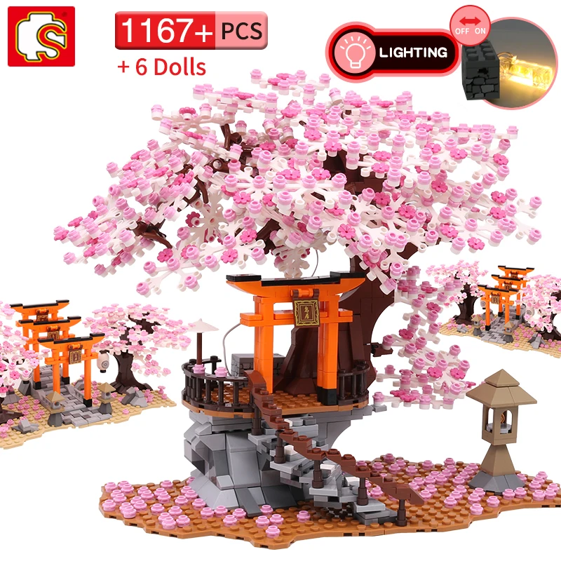 

SEMBO Japanese City Sakura Street Mini Blocks Idee Sakura Inari Schrein DIY Cherry Blossoms Tree House Building Blocks Kids Toys